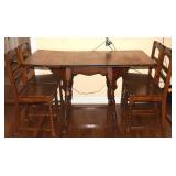 Vtg 5pc Dining Set w/ Drop Leaf Table & 4 Side