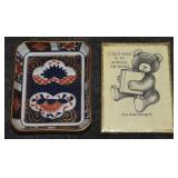 Vtg Shimabara Porcelain Tray + Antioch Bookplates