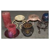 Candles, Holders + Raku Art Pottery Ball Home Deco