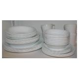 Vtg Corelle Corningware White Swirl Dinnerware