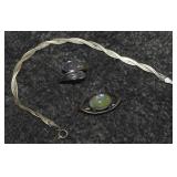 (3) Silver Pcs w/ 925 Sterling Bracelet, Coin Silv