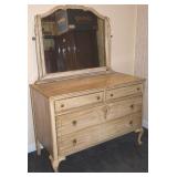 Antique Painted 4 Drawer Dresser w/Attached Mirror