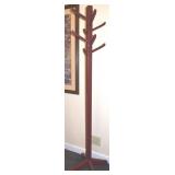 Vintage Red Painted Hall Coat Tree 71.5" Tall