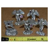 (5) Vtg CCI Pewter Jeweled Cherubs + Unicorn
