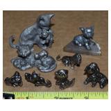 Vintage Lot of Pewter Animal Miniature Figures: