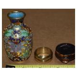 Miniature Chinese Cloisonne Vase w/Base/Ring