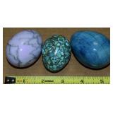 (3) Polished Stone / Alabaster Eggs