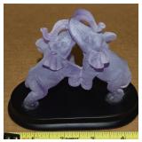 Vtg Chinese Purple Resin Fighting Elephants