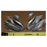 Vtg Pair CCI Pewter Trumpeter Swan Figures