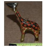 Vintage Brass w/ Painted Spots Giraffe Figure/