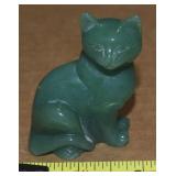 Vintage Chinese Carved Jade Cat Kitten Figure