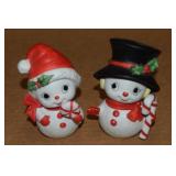 Vtg Homco Ceramic Mr & Mrs Snowman Figures