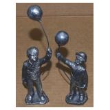 (2) Vtg Michael Ricker Pewter Figures w/ Balloons