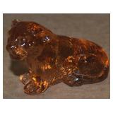 Vtg Boyd Peach Art Glass Lion Cub Figure 2.5"
