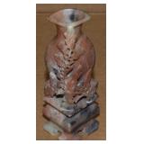 Vintage Chinese Carved Soapstone Floral Vase