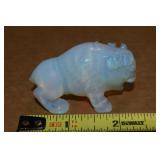 Carved Opalite Stone Buffalo Figurine 2.5w