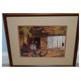 Grant Wood Feeding The Chickens Framed Fine Art