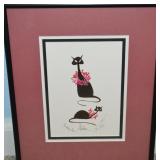 P Buckley Moss Signed LE Aloha Black Cats Framed