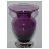 Vtg Alicja Poland Amethyst to Clear Art Glass Vase