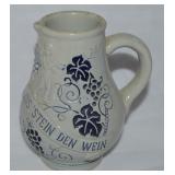 Vtg German Salt Glazed Stoneware 1/4 Pitcher w/