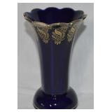 Bareuther Echt Cobalt Gilt Ceramic Flower Vase