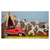 (7) Walt Disney 101 Dalmations Figures + Car