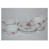 Vtg Meiko China Japan Rosebud 8pc Snack Set