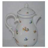 Vtg Ivory Porcelain w/ Florals 9.5" Tall Rose Lid