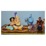 (4) Walt Disney Aladdin Figures w/ Applause Carpet