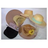 Vtg Hat Box w/ 6 (mostly) Straw Hats +Cappelli