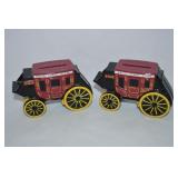 (2) Metal Wells Fargo Stagecoach Still Banks