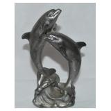 1995 Michael Ricker Pewter Swimming Dolphins