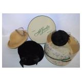 Vtg Alfreda Paris Hat Box w/ 3 Hats: Beresford +