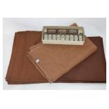 (3) Brown Table Cloths w/Vera + (12) Columned