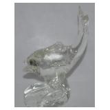 Vintage Blown Art Glass Fish on Wave Paperweight