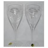 2 Waterford Crystal Celtic Knot Fluted Glasses