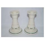 Longaberger Pottery Holly Holiday Candle Holder Pr