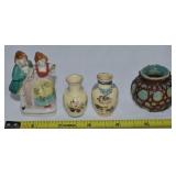 4pc Vtg Ceramics Lot w/ Occupied Japan Figure +