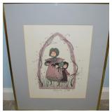 P Buckley Moss Signed LE Walking Our Cats Framed