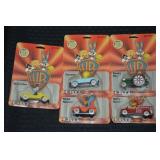 (5) Vtg ERTL Diecast Looney Tunes WB Cars on Card