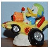 Vtg Enesco Disney Ceramic Donald Duck Racecar