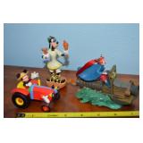 (3) Walt Disney Holiday Ornaments Mickey Tractor +