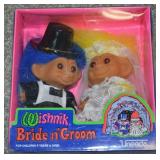 1992 Uneeda Wishnik Bride & Groom Troll Dolls