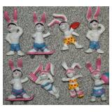 (8) 1989 Vintage Applause Beach Bunnies PVC