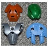(4) Lego Bionicle Pcs w/ Mask, Shield. Chest Armor