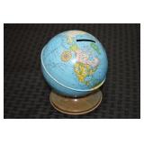 Vintage Globe Ohio Art Co Tin Litho Coin Bank 4.75