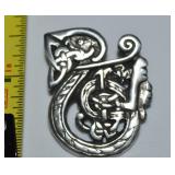 PPC Pat Cheney Celtic Serpent Silvertone Brooch
