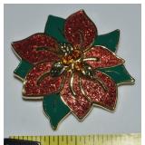 JCM China Rhinestone Glittery Poinsettia Brooch