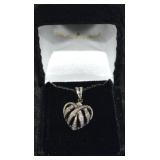 Danbury Mint 925 Sterling Vermeil Diamond Heart