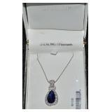 Crislu 925 Sterling Platinum Blue/Clear CZ Pendant